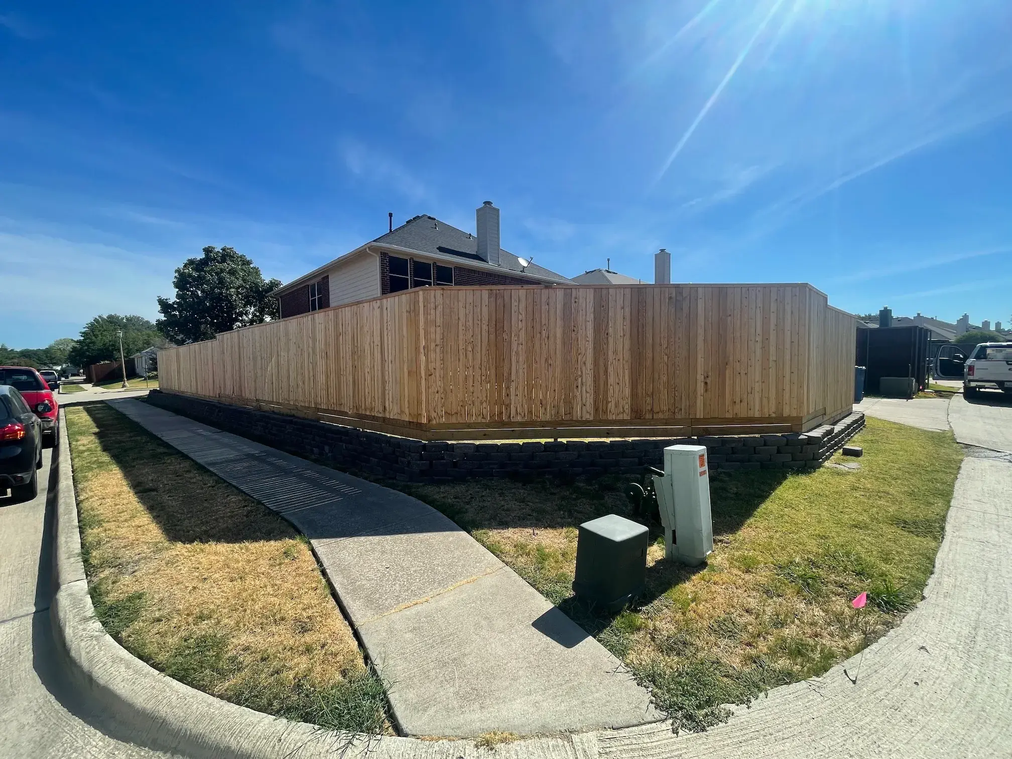 Wooden fence along a residential property line
